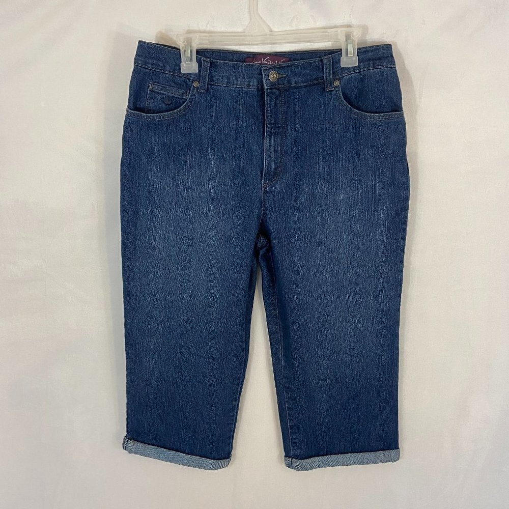 Gloria Vanderbilt Amanda Capri Jeans Women's Sz 14 (33 x 19) Cuffed Medium Wash